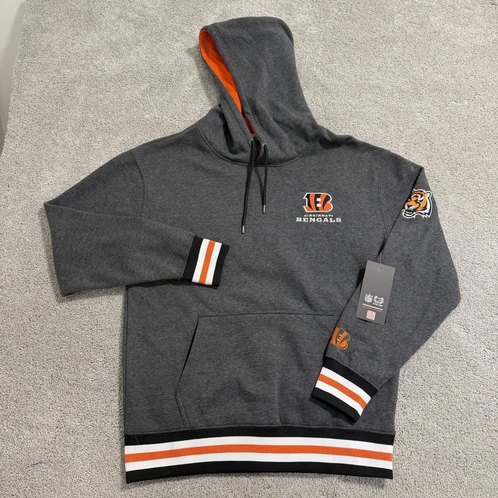 Cincinnati‎ Bengals Hoodie Mens Sz M Grey Pullover Sweatshirt NFL Ultra Game NWT